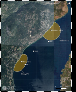 Figure 1: Overview map of study area with sample sites, intake locations, and intake protection zones indicated